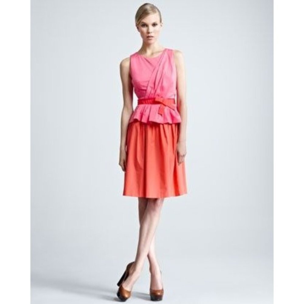 PAULE KA Knee Length Dress Pink/Orange size FR 44 US 10